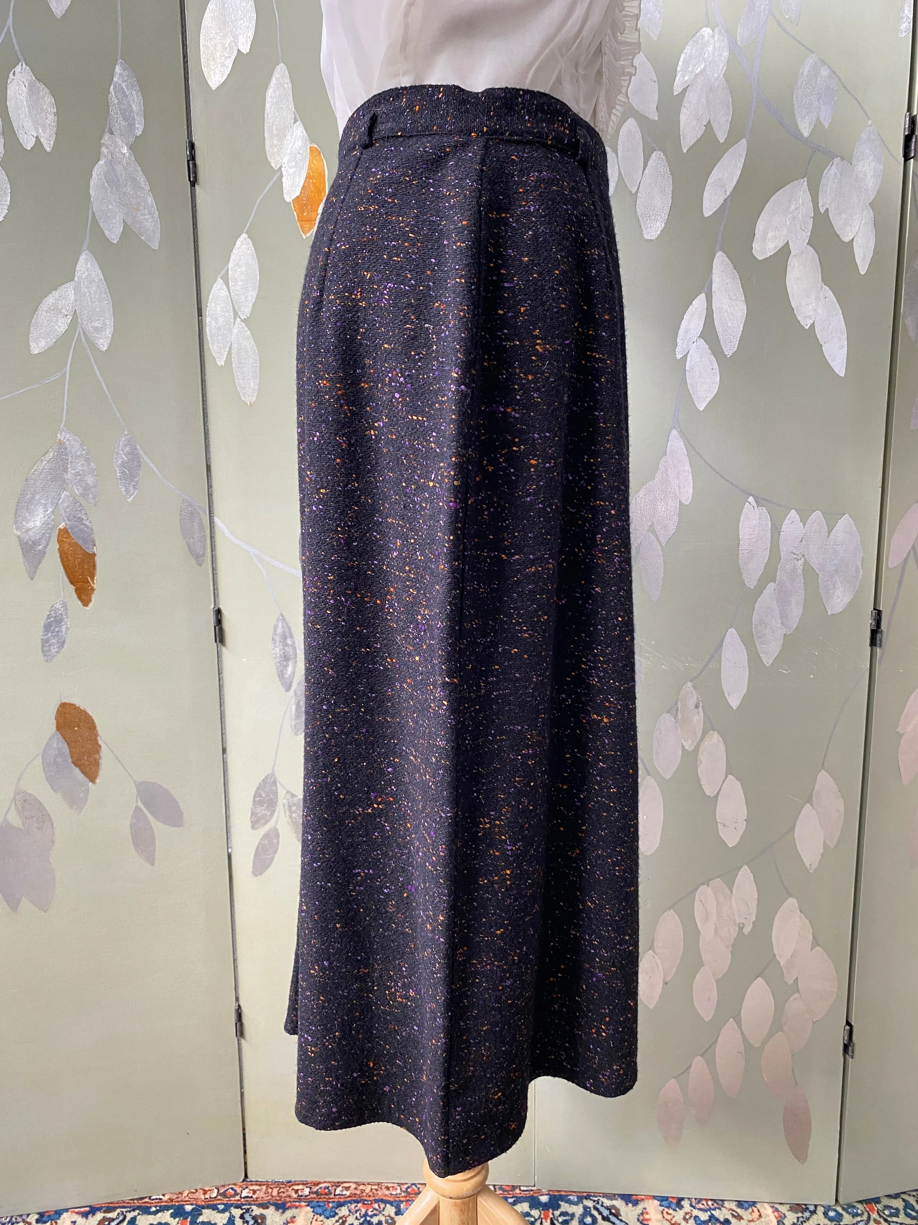 Vintage 1950s Flecked Wool Pencil Skirt, Medium