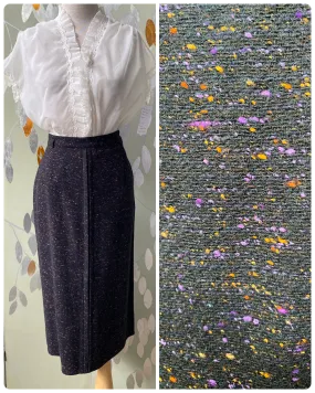 Vintage 1950s Flecked Wool Pencil Skirt, Medium