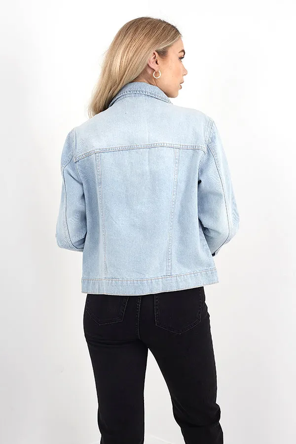 WESTERN STYLE BLEACH WASH DENIM JACKET