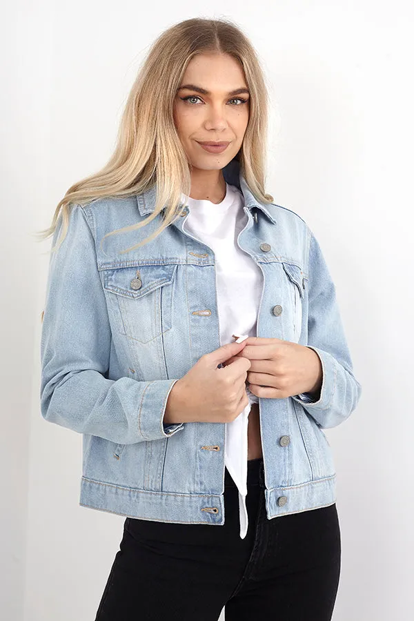 WESTERN STYLE BLEACH WASH DENIM JACKET