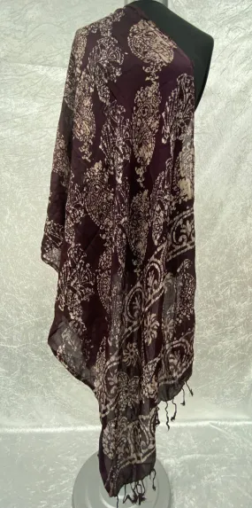 Wine Batik  - Poly Cotton Blend Ethnic Scarf