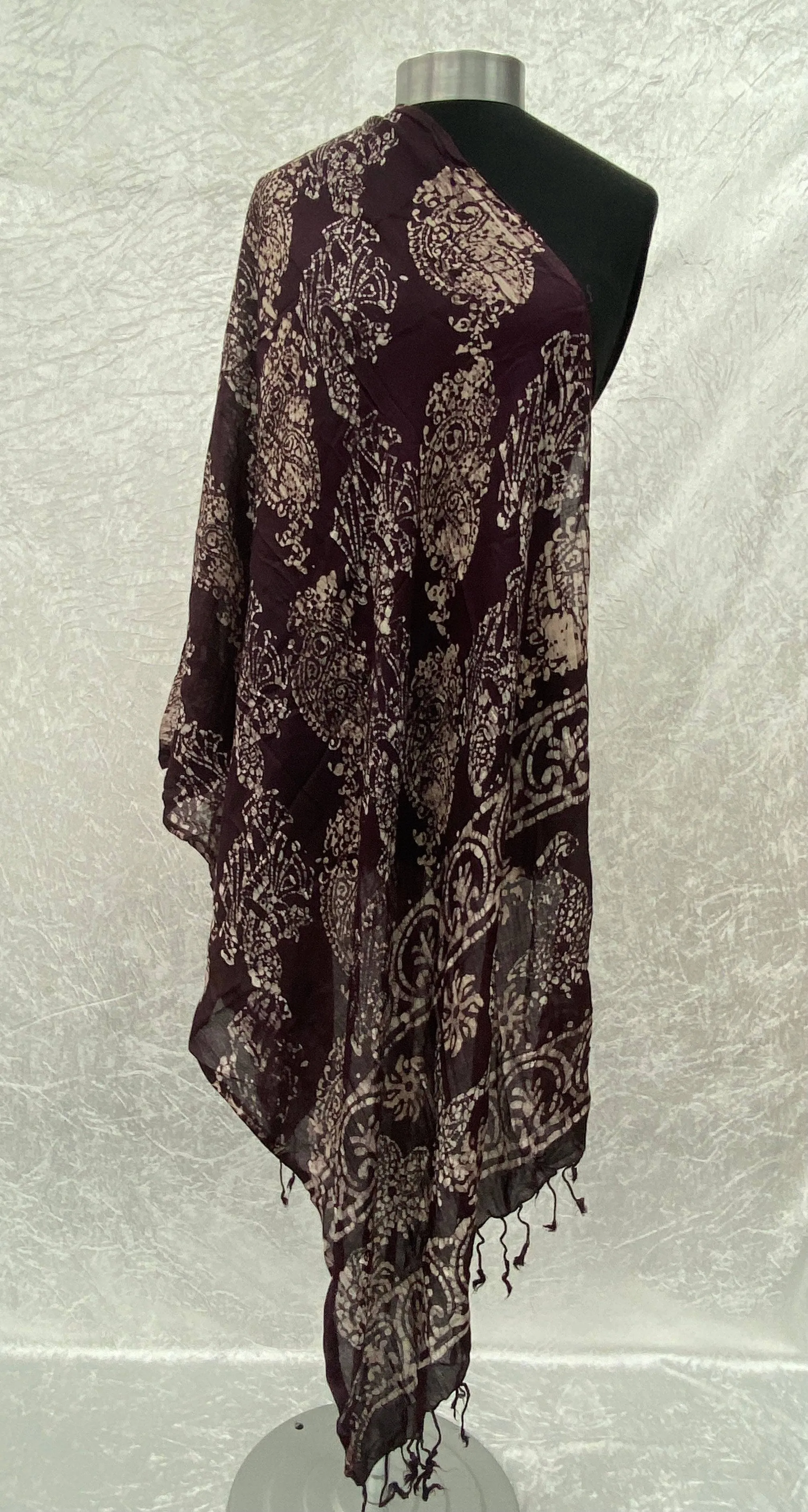 Wine Batik  - Poly Cotton Blend Ethnic Scarf