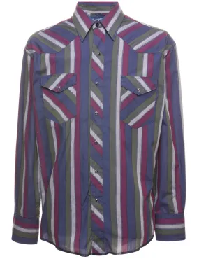 Wrangler Striped Multi-Colour Western Shirt - L