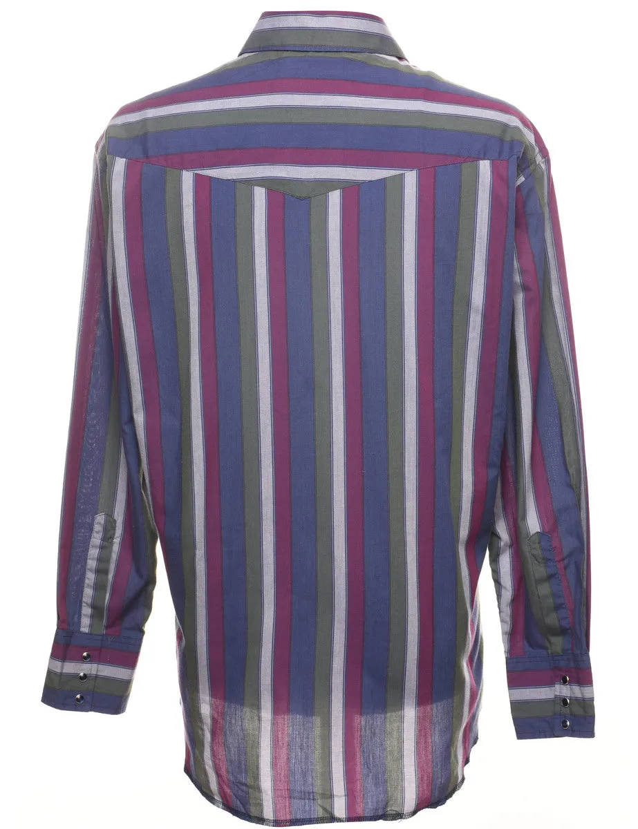 Wrangler Striped Multi-Colour Western Shirt - L